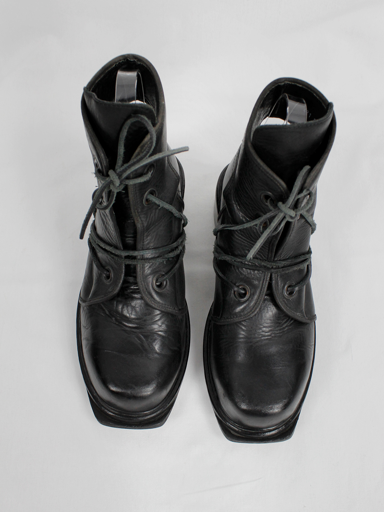 Dirk Bikkembergs black cut out mountaineering boots with laces 