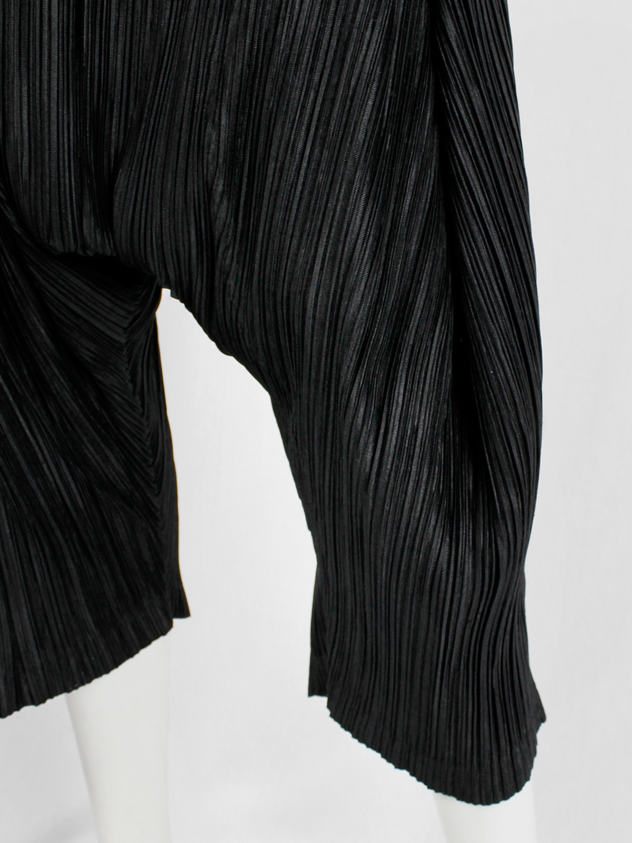 Issey Miyake Pleats Please black sarouel trousers with drop