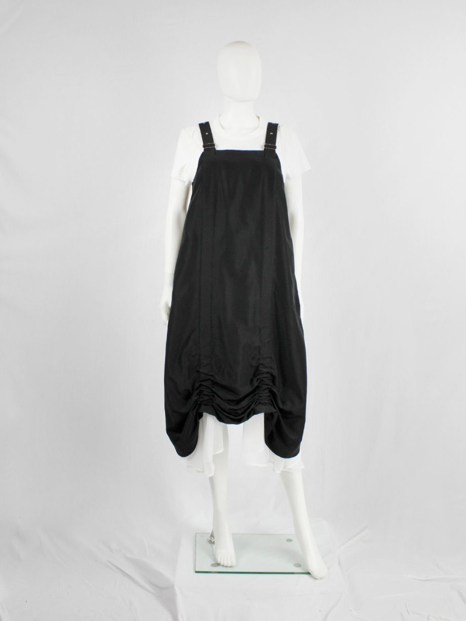 Noir Kei Ninomiya black salopette dress with belt straps and