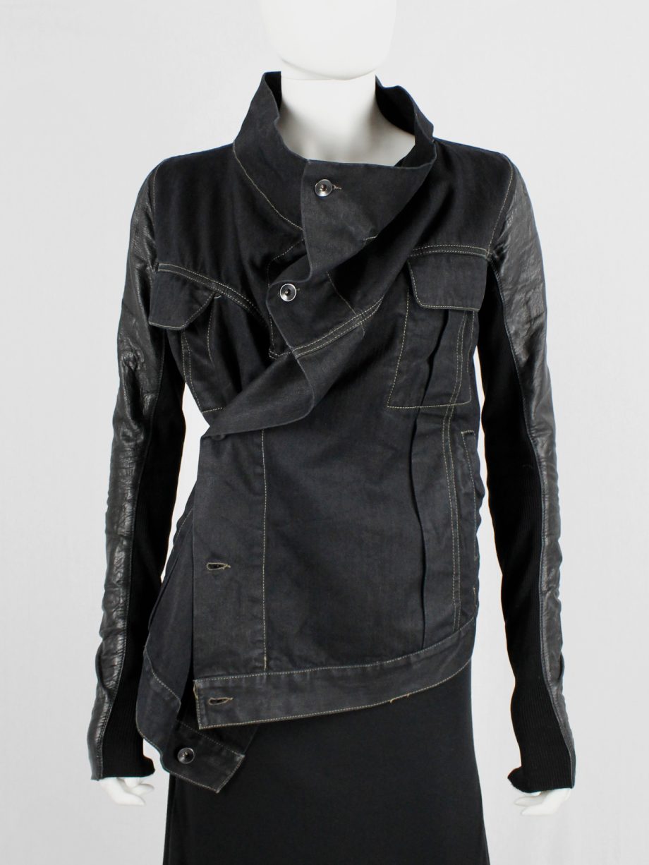 Rick Owens DRKSHDW denim exploder jacket with leather Rick Owens DRKSHDW denim exploder jacket with leather