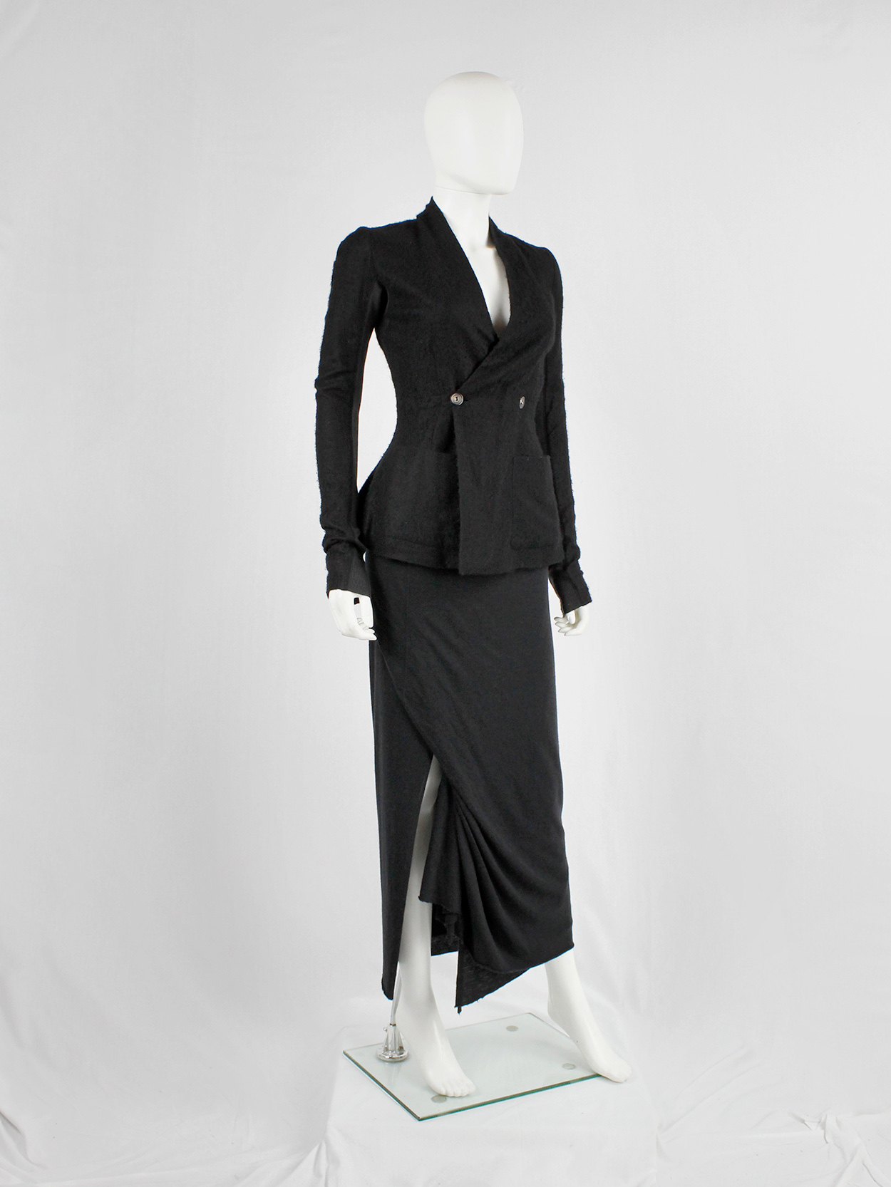 ミニスカート Rick Owens Semi-Transparent Long Skirt With Front Draping Rick Owens Lilies black maxi skirt with a slit created by a