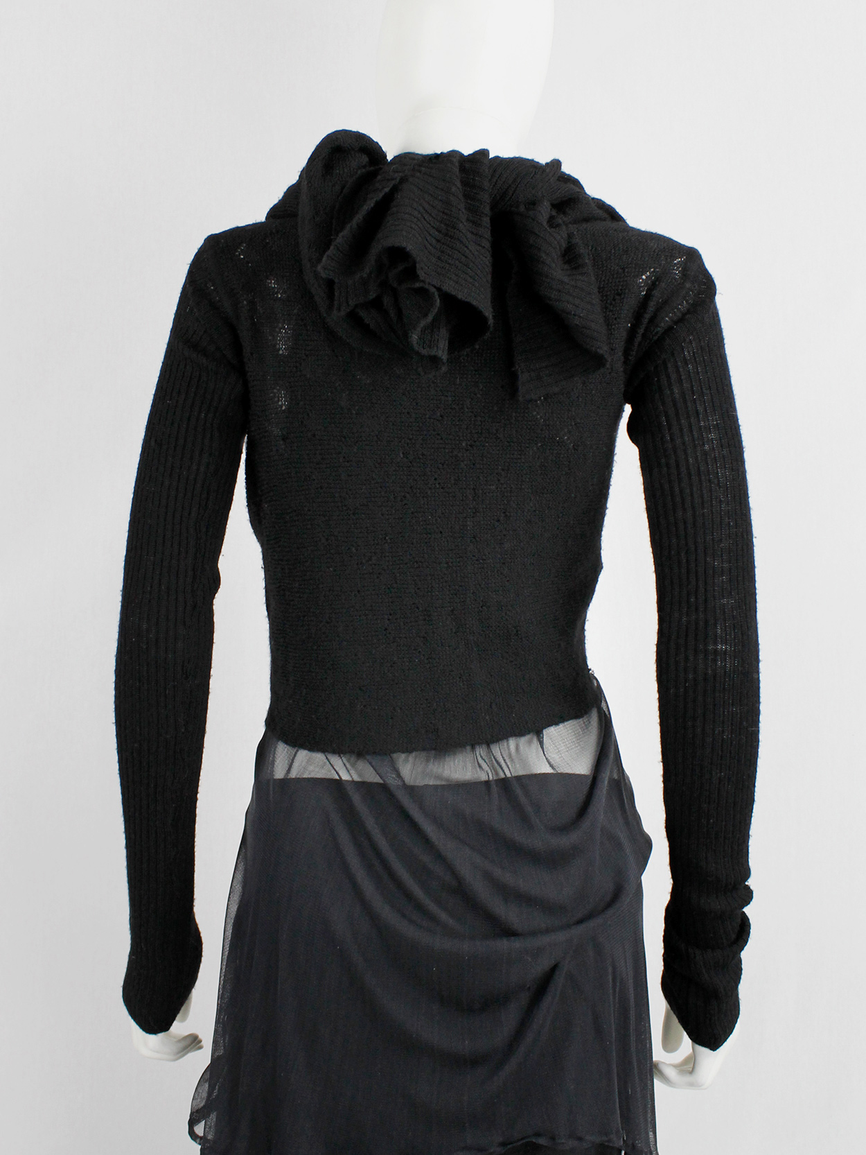Rick Owens MOOG black cardigan with long front panels and