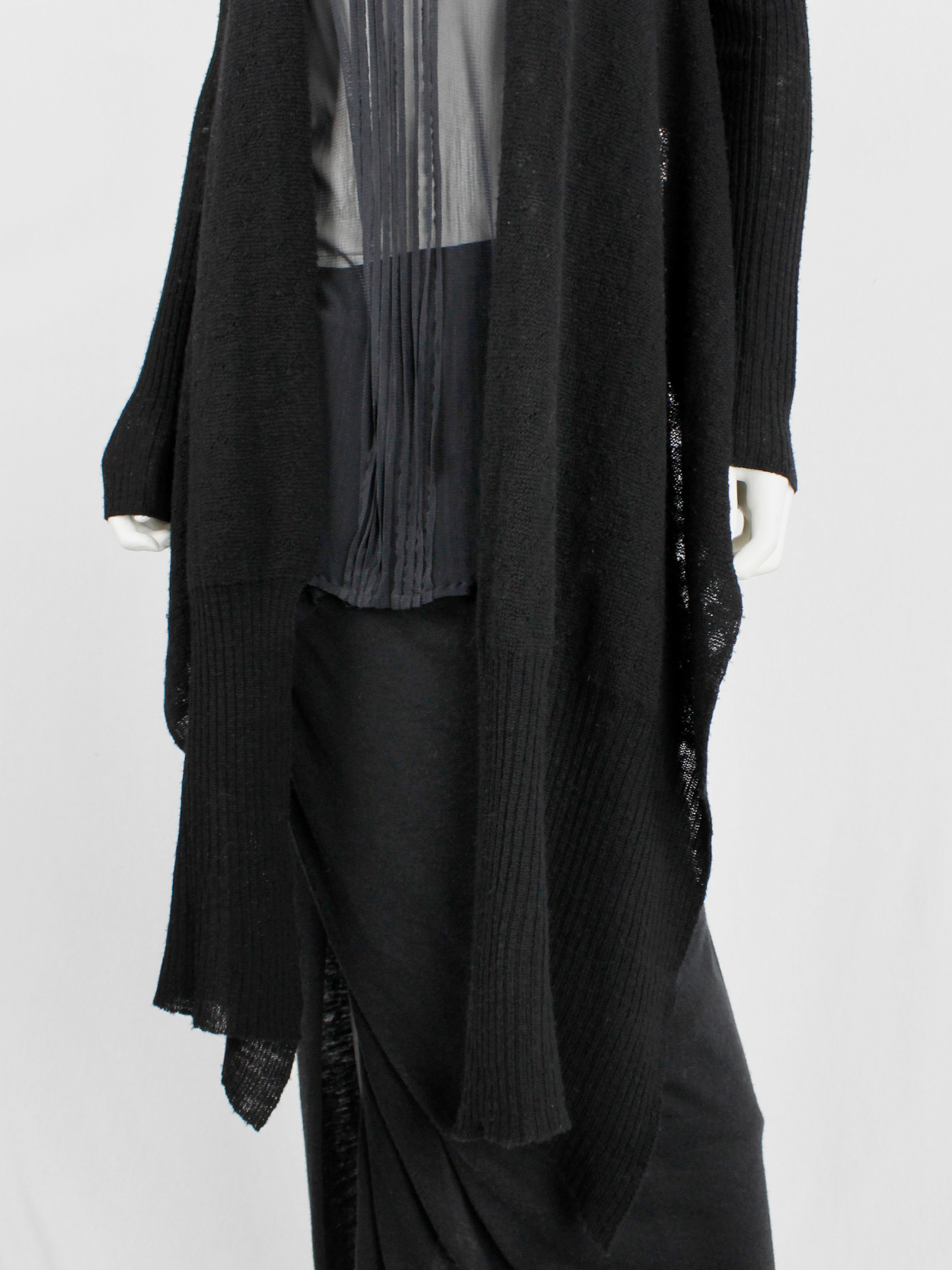 Rick Owens MOOG black cardigan with long front panels and