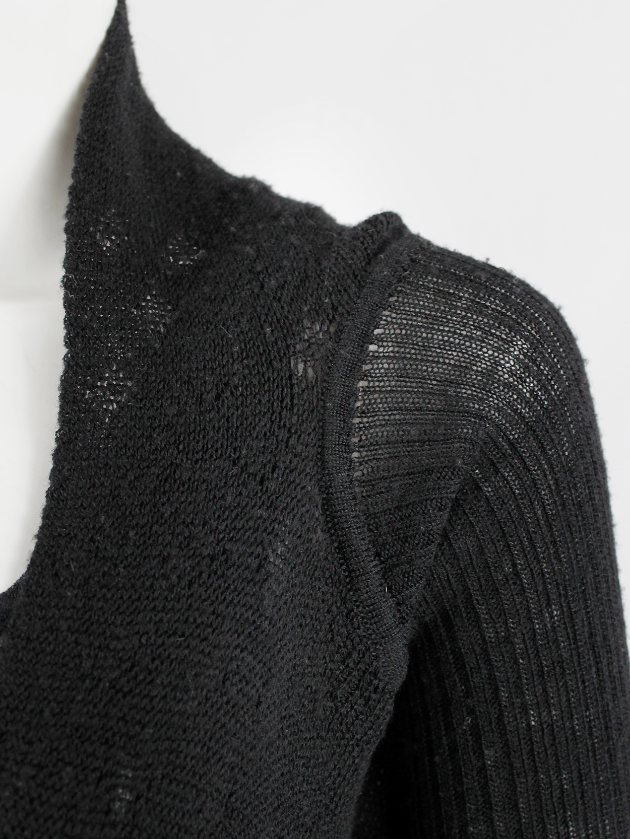 Rick Owens MOOG black cardigan with long front panels and 