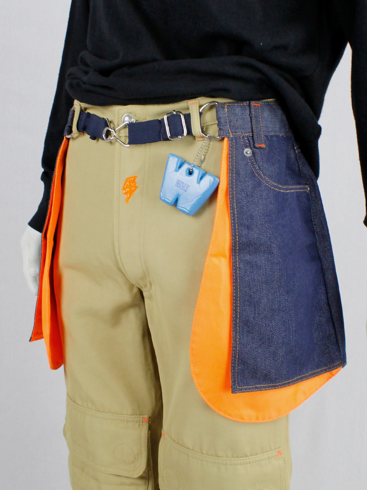 Walter Van Beirendonck W< denim trousers as a belt with