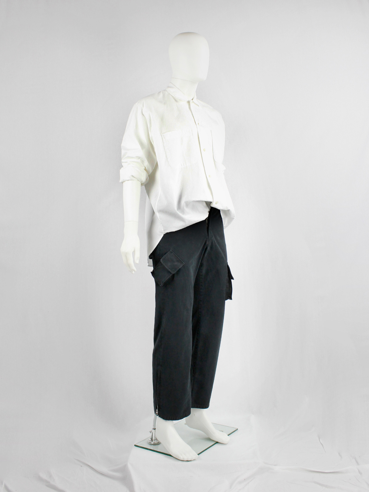 Yohji Yamamoto A.A.R black cargo trousers with pockets on the legs 