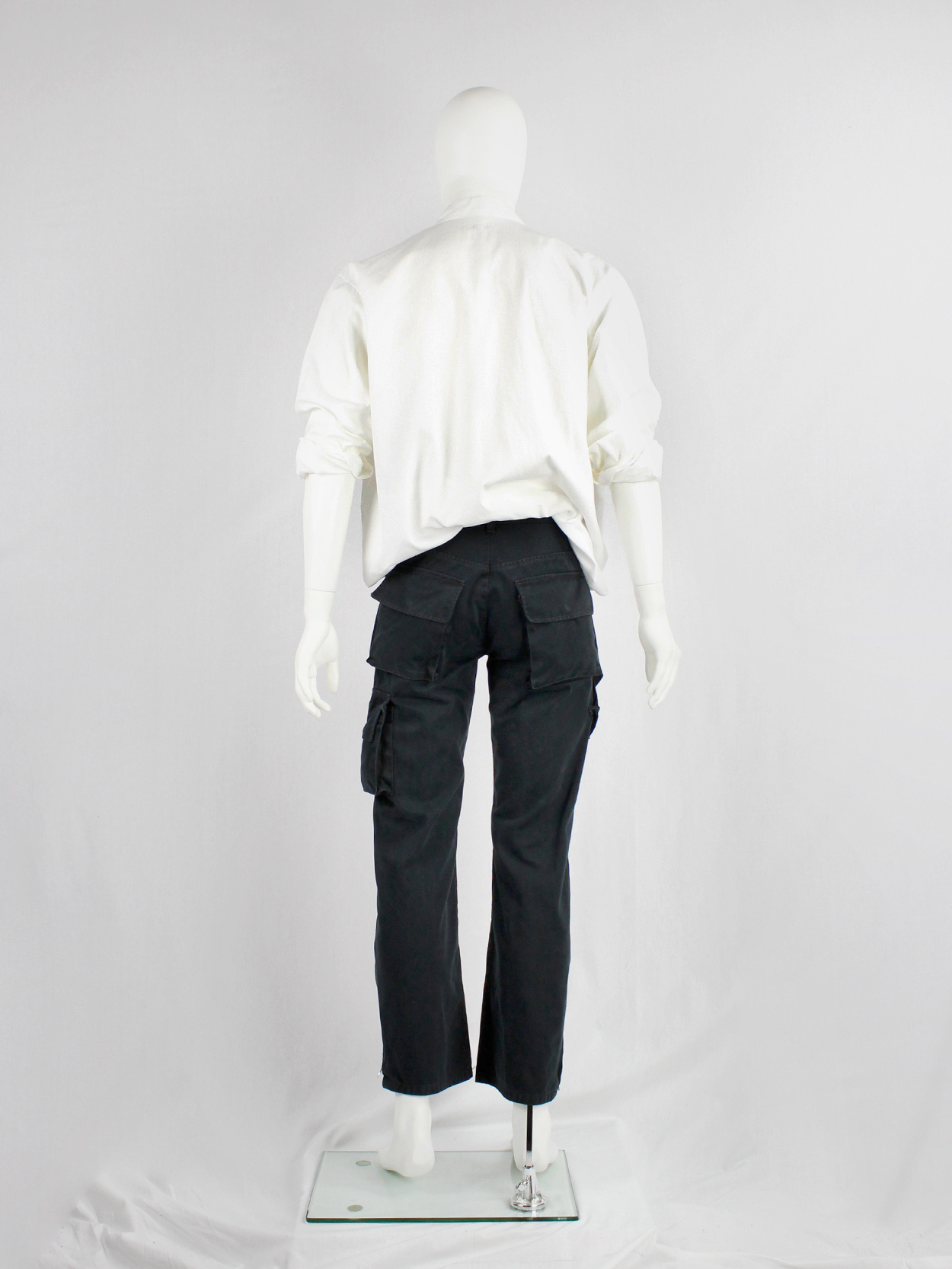 Yohji Yamamoto A.A.R black cargo trousers with pockets on the legs 