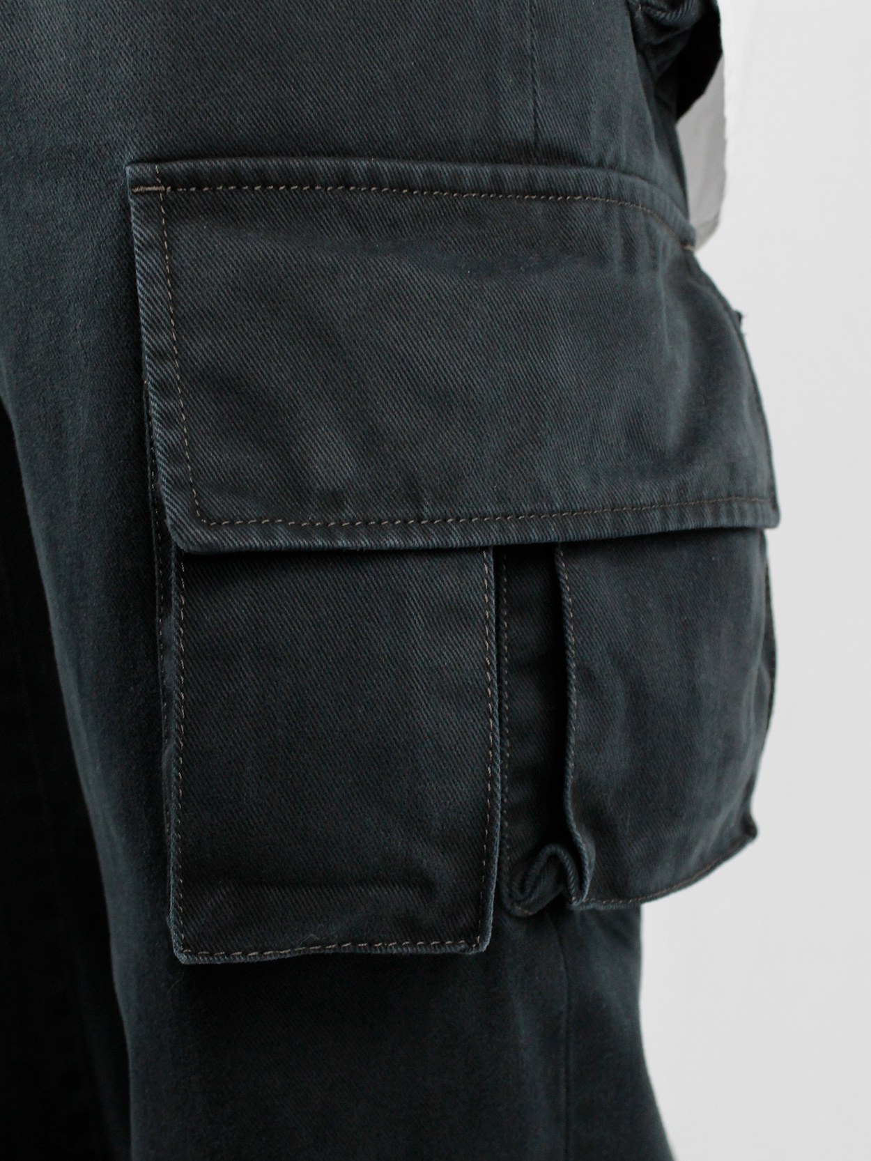 Yohji Yamamoto A.A.R black cargo trousers with pockets on the legs 