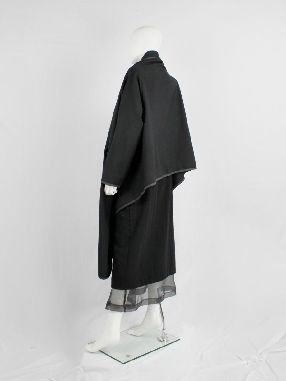 Y’s for living dark blue shawl cardigan or jacket with oversized safety pin (7)