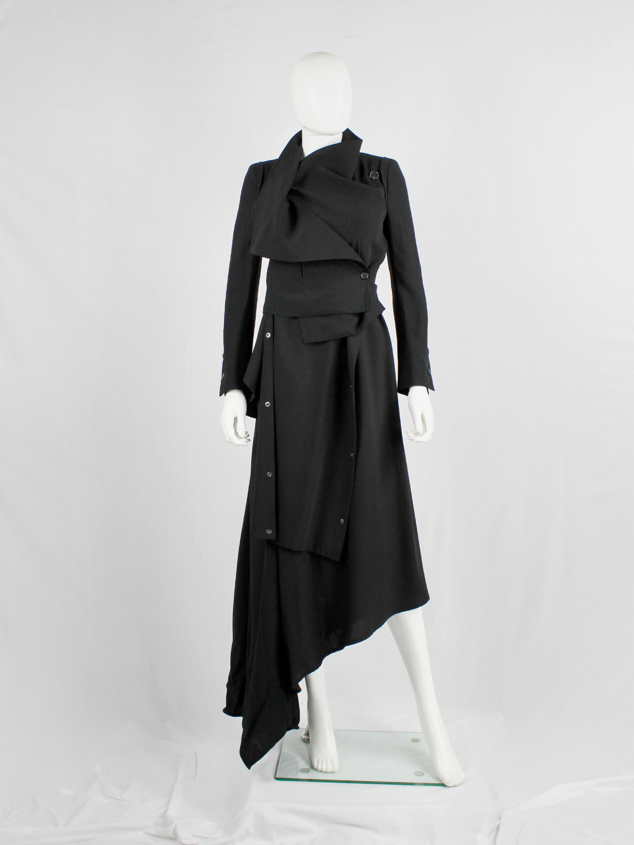 ANN DEMEULEMEESTER 2010年頃 黒 コート XS Ann Demeulemeester black jacket with buttons twisting around
