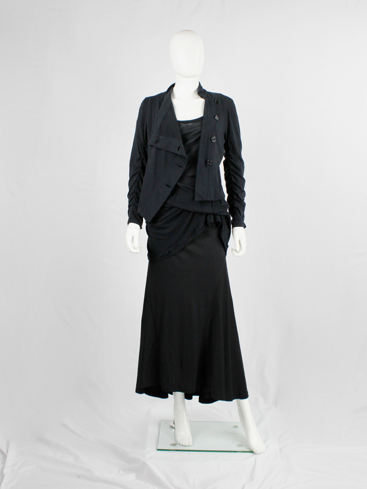 Ann Demeulemeester black asymmetric cardigan with buttons