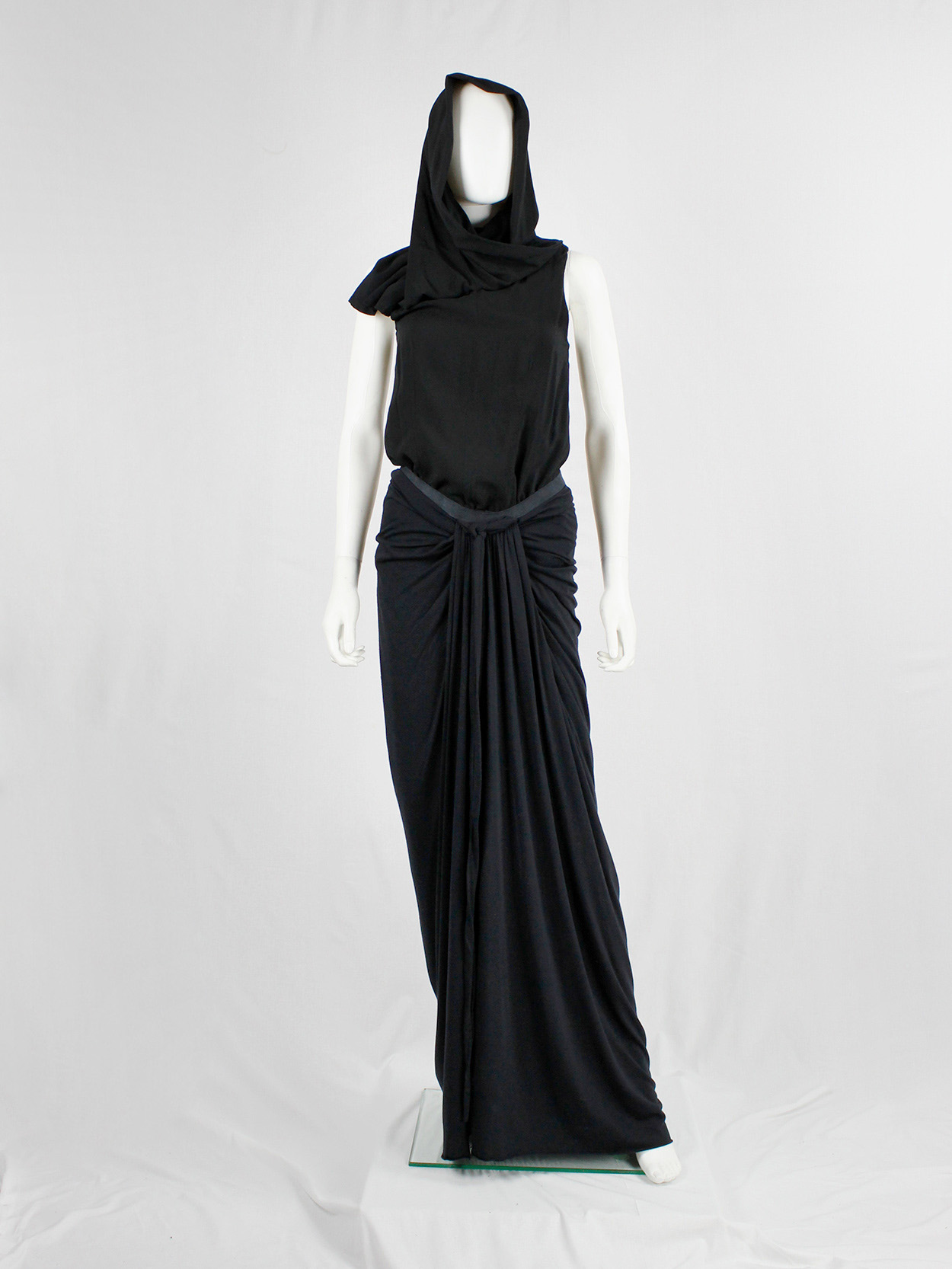 スカート archive Rick Owens Lilies skirt vintage Rick Owens lilies black maxi skirt with fine pleated draping and