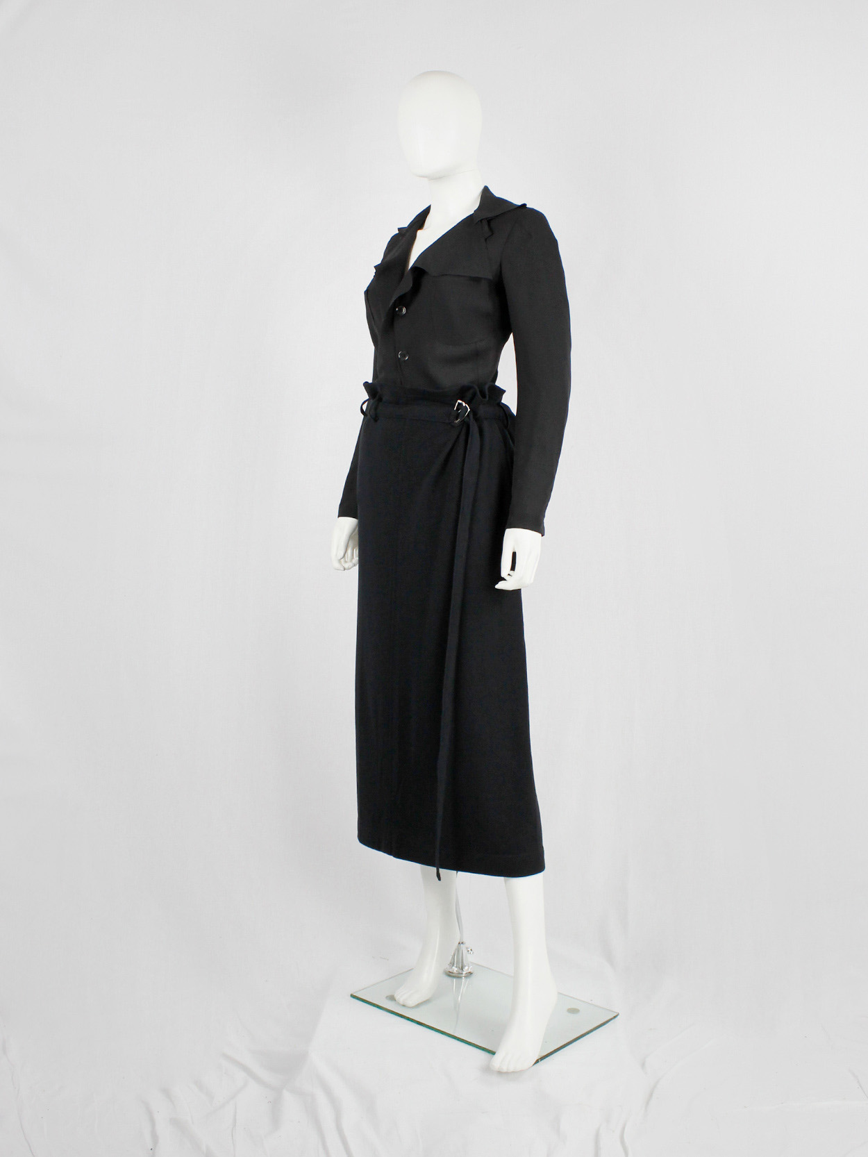 MxaMara 黒バッグに合う Mid Skirts PIANOSACO 002 BROWN 関送込 Y's Yohji Yamamoto black maxi skirt with paperbag waist and