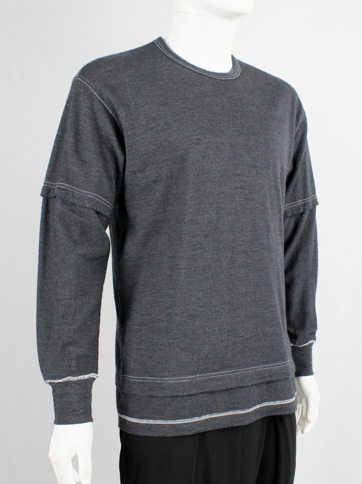 Comme des Garçons Homme grey jumper with a t-shirt layered