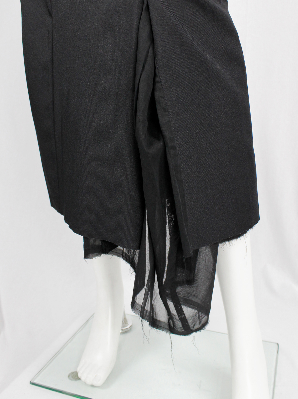 Comme des Garçons black maxi skirt with sheer torn lining Comme des Garçons black maxi skirt with sheer torn lining