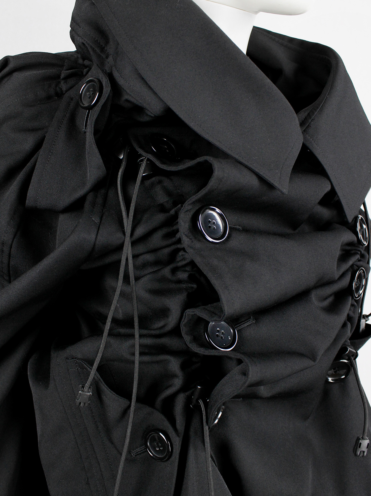 Junya Watanabe black scrunched drawstring jacket with Junya Watanabe black scrunched drawstring jacket with