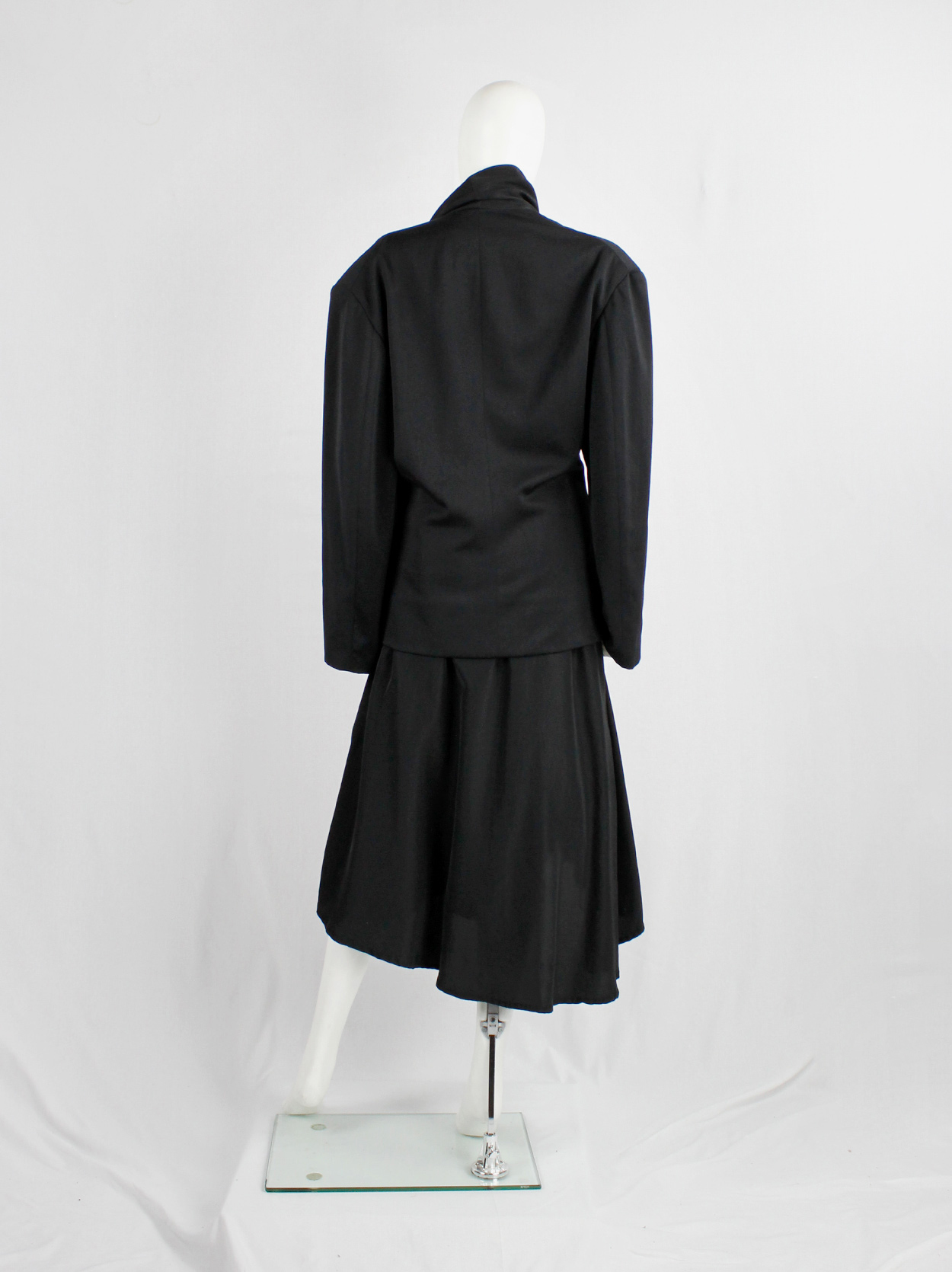 Yohji Yamamoto black asymmetric jacket with double folded draped 