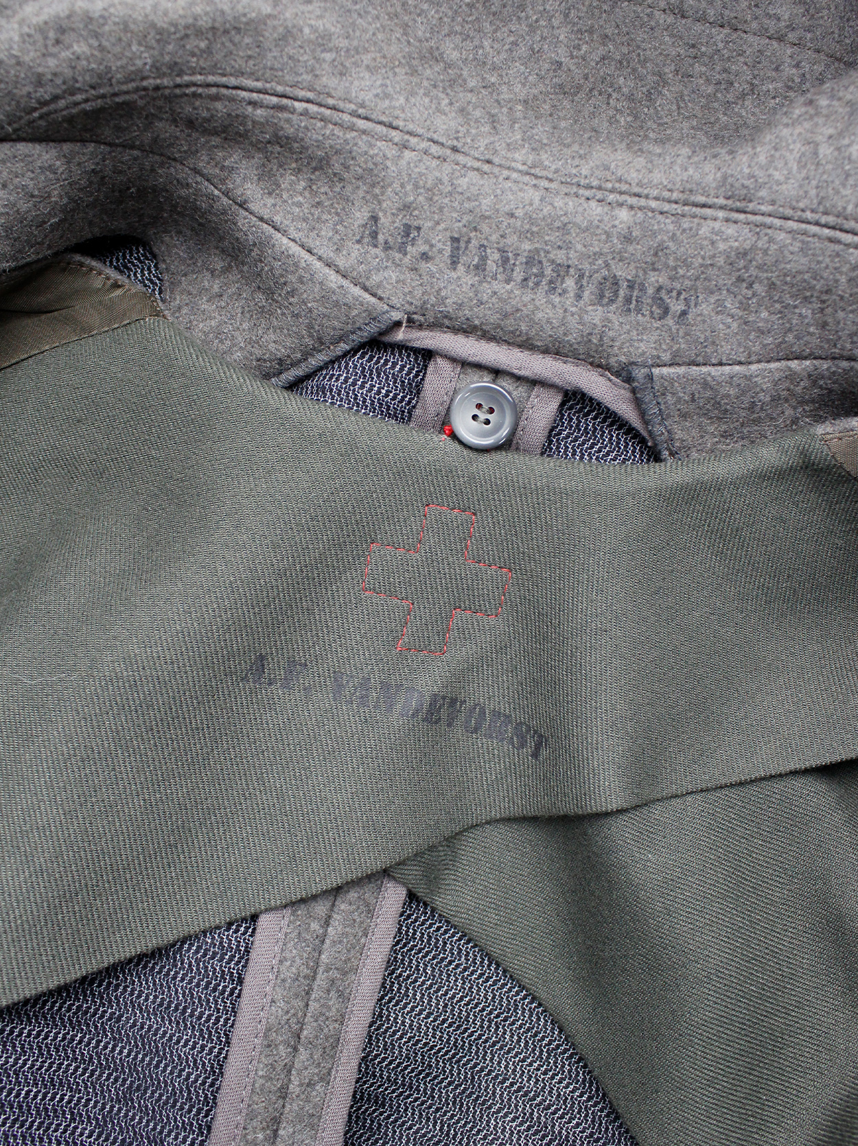 A.F. Vandevorst brown military coat with silver buttons and 
