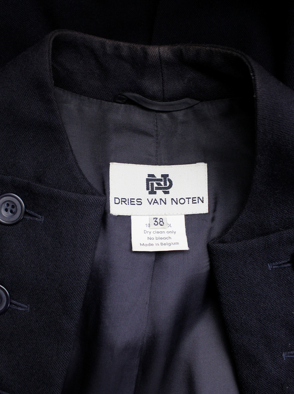 Dries Van Noten dark navy Napoleonic coat with large buttoned 