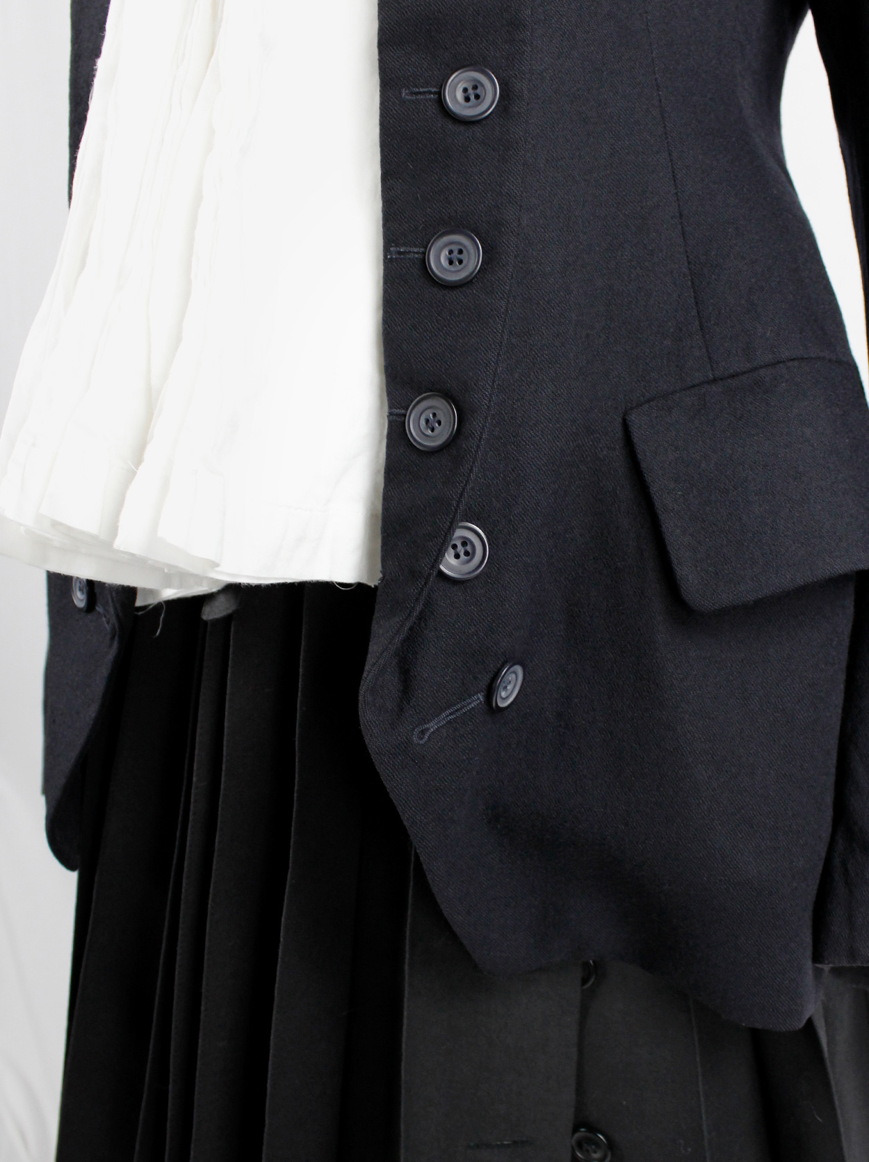 Dries Van Noten dark navy Napoleonic coat with large buttoned