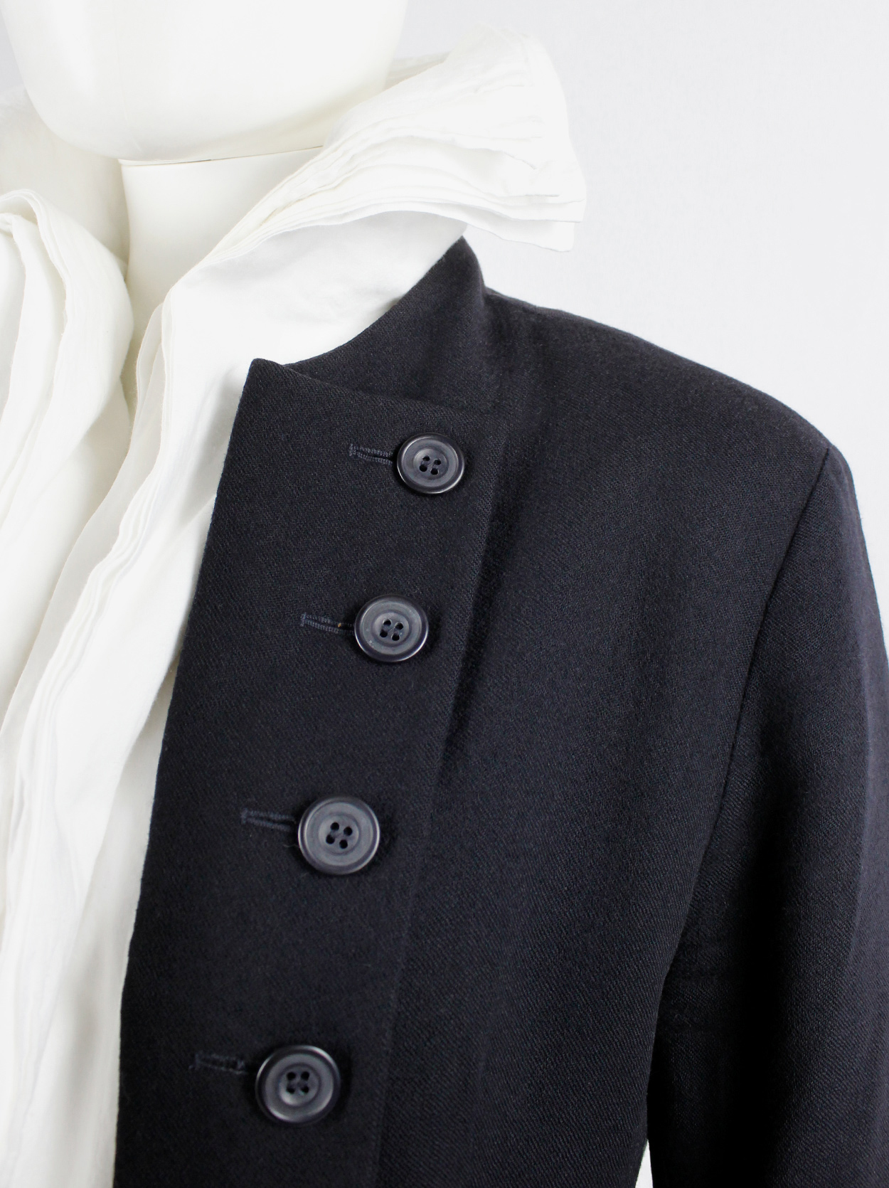 Dries Van Noten dark navy Napoleonic coat with large buttoned 