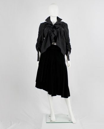 Junya Watanabe black parachute jacket with harness straps and open back — spring 2003
