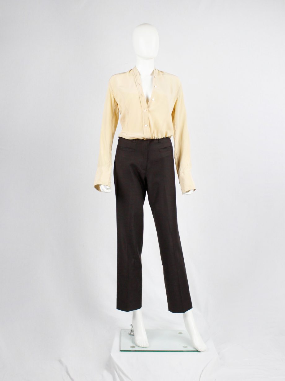 Maison Martin Margiela brown trousers with frayed cut off