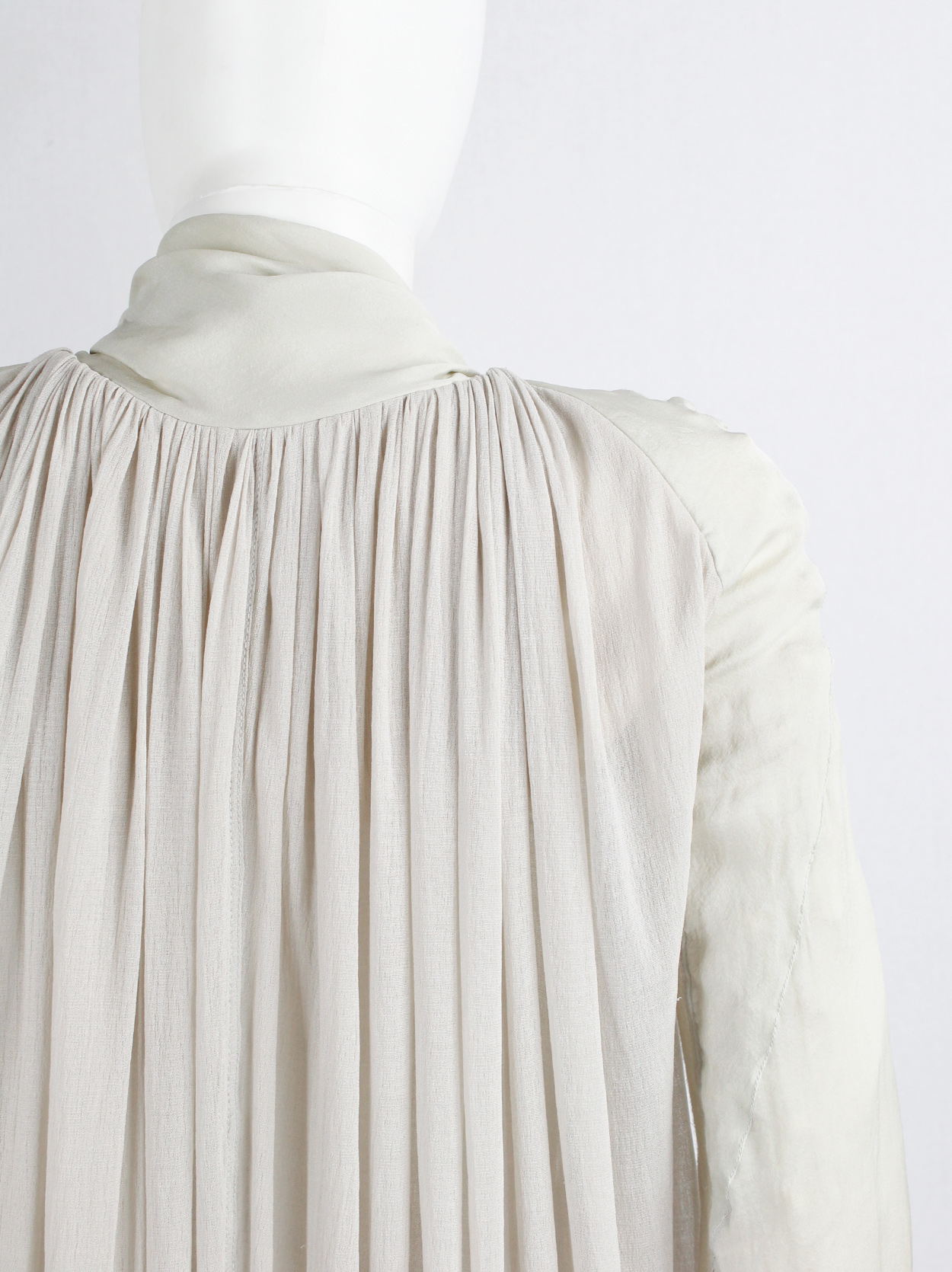 Rick Owens WISHBONE beige draped cardigan with dragon