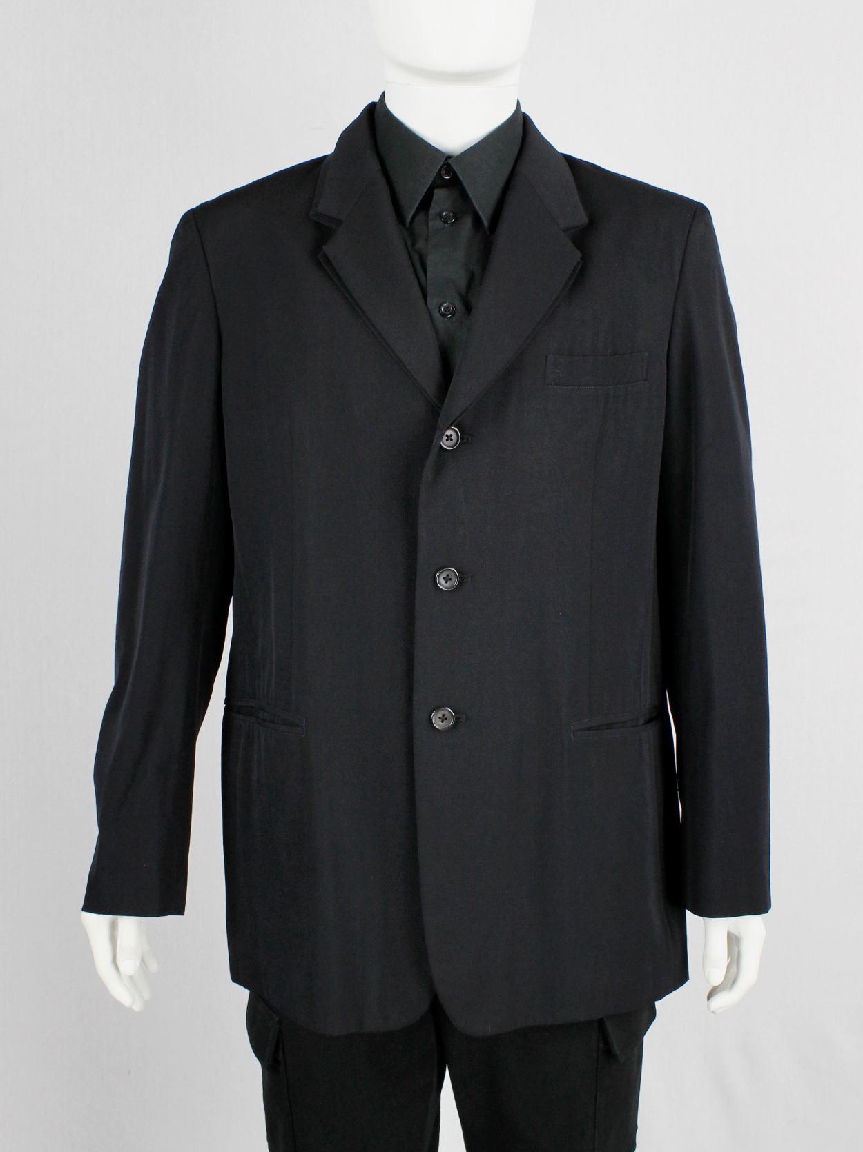 Yohji Yamamoto Pour Homme black classic blazer with double layered 