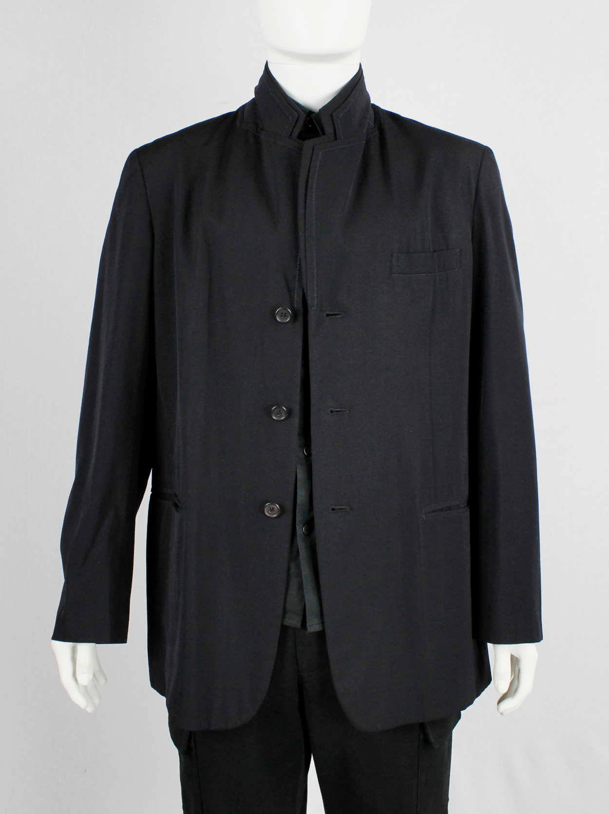 Yohji Yamamoto Pour Homme black classic blazer with double layered 