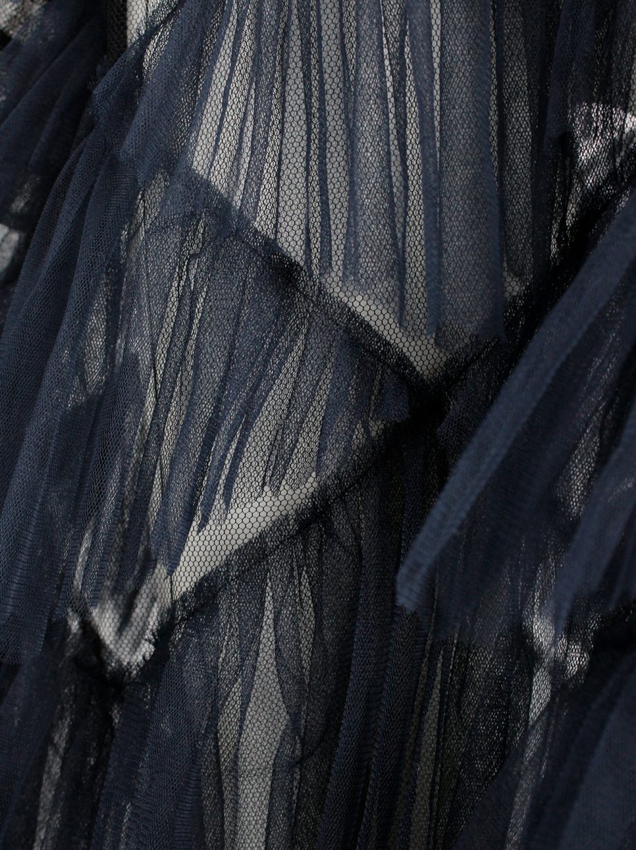 Dries Van Noten black sheer shirtdress with blue tulle skirt spring 2016 (5)