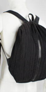 Issey Miyake Pleats Please dark eggplant backpack with fine pleats