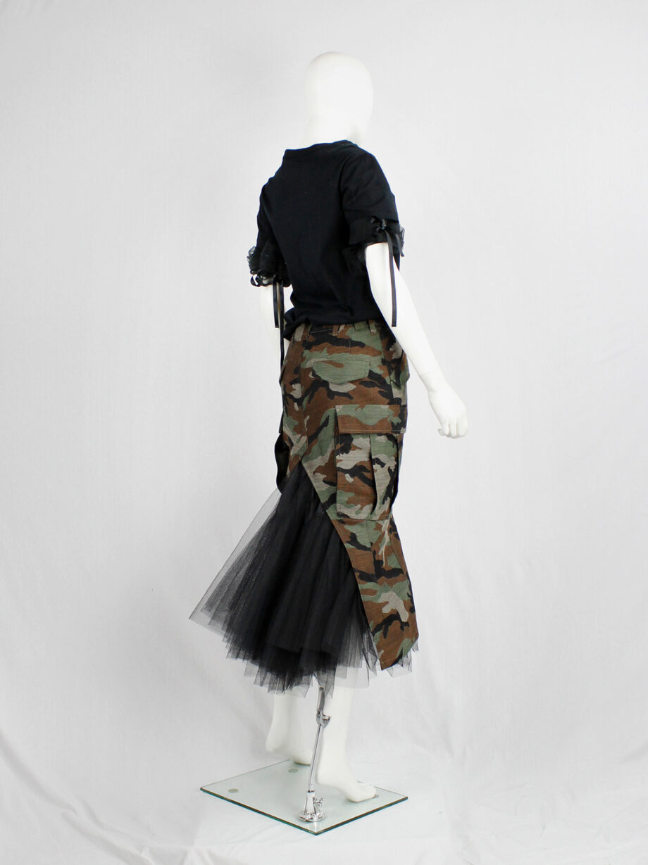 Junya Watanabe camouflage deconstructed mermaid skirt with black