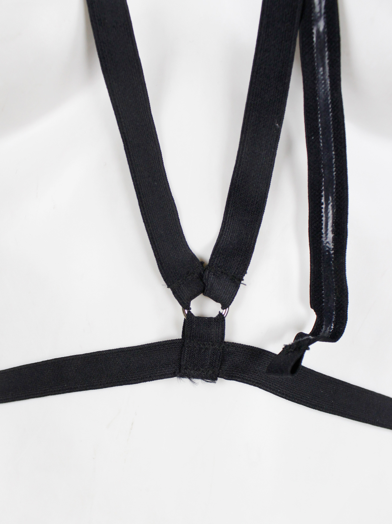 Maison Martin Margiela black elastic body harness with metal rings