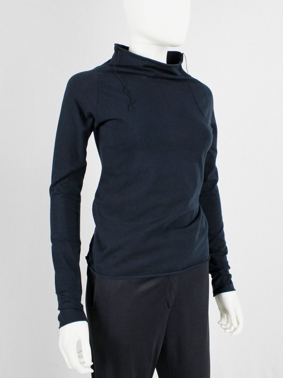 Maison Martin Margiela dark blue high neck jumper with loose threads fall 1998 (17)