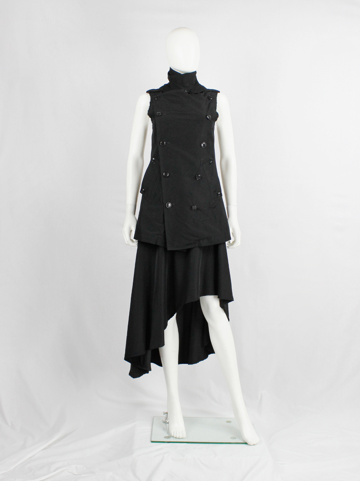 Y's Yohji Yamamoto black double breasted vest with open back Y's Yohji Yamamoto black double breasted vest with open back