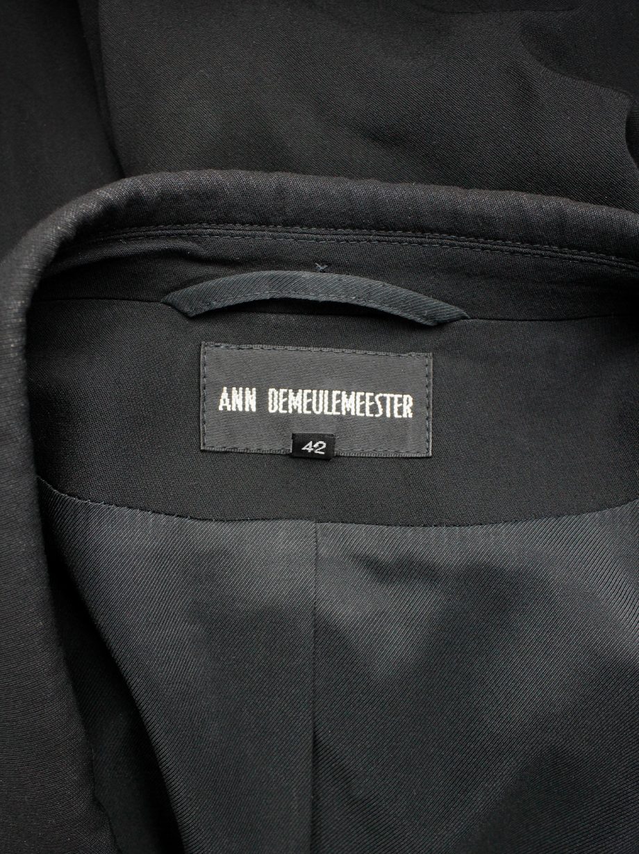 Ann Demeulemeester black oversized long blazer with wrap closure