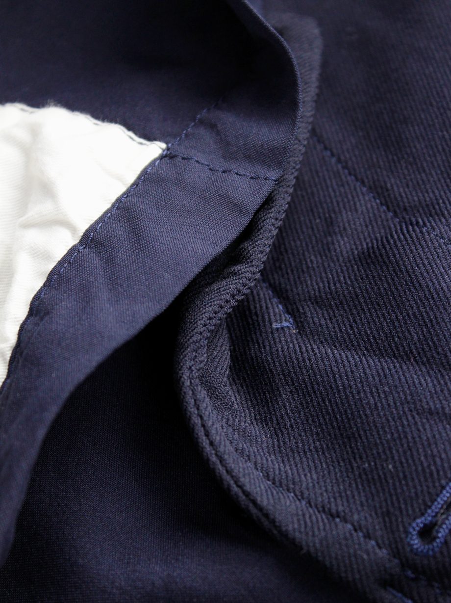 Comme des Garçons navy blazer fused with a long blue Comme des Garçons navy blazer fused with a long blue