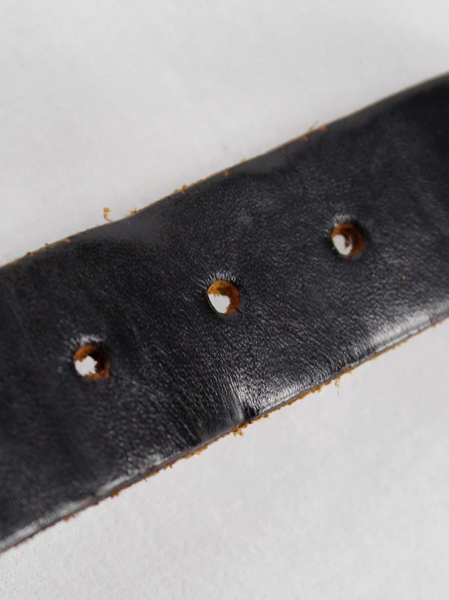 Lieve Van Gorp black leather belt bracelet with embossed logo (20)