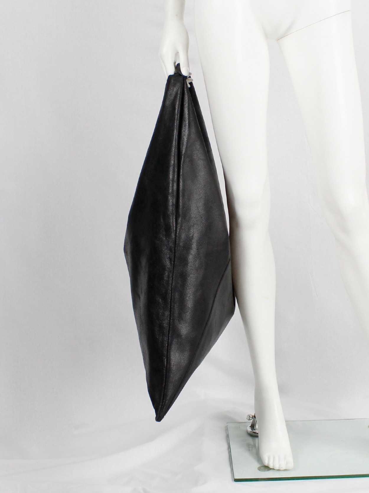 Margiela MM6 black oversized bento bag in distressed leather 