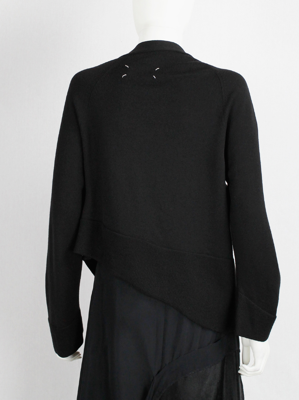 Maison Martin Margiela black asymmetric stretched out cardigan