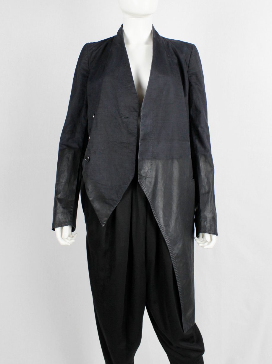 Nicolas Andreas Taralis dark blue slanted jacket with black