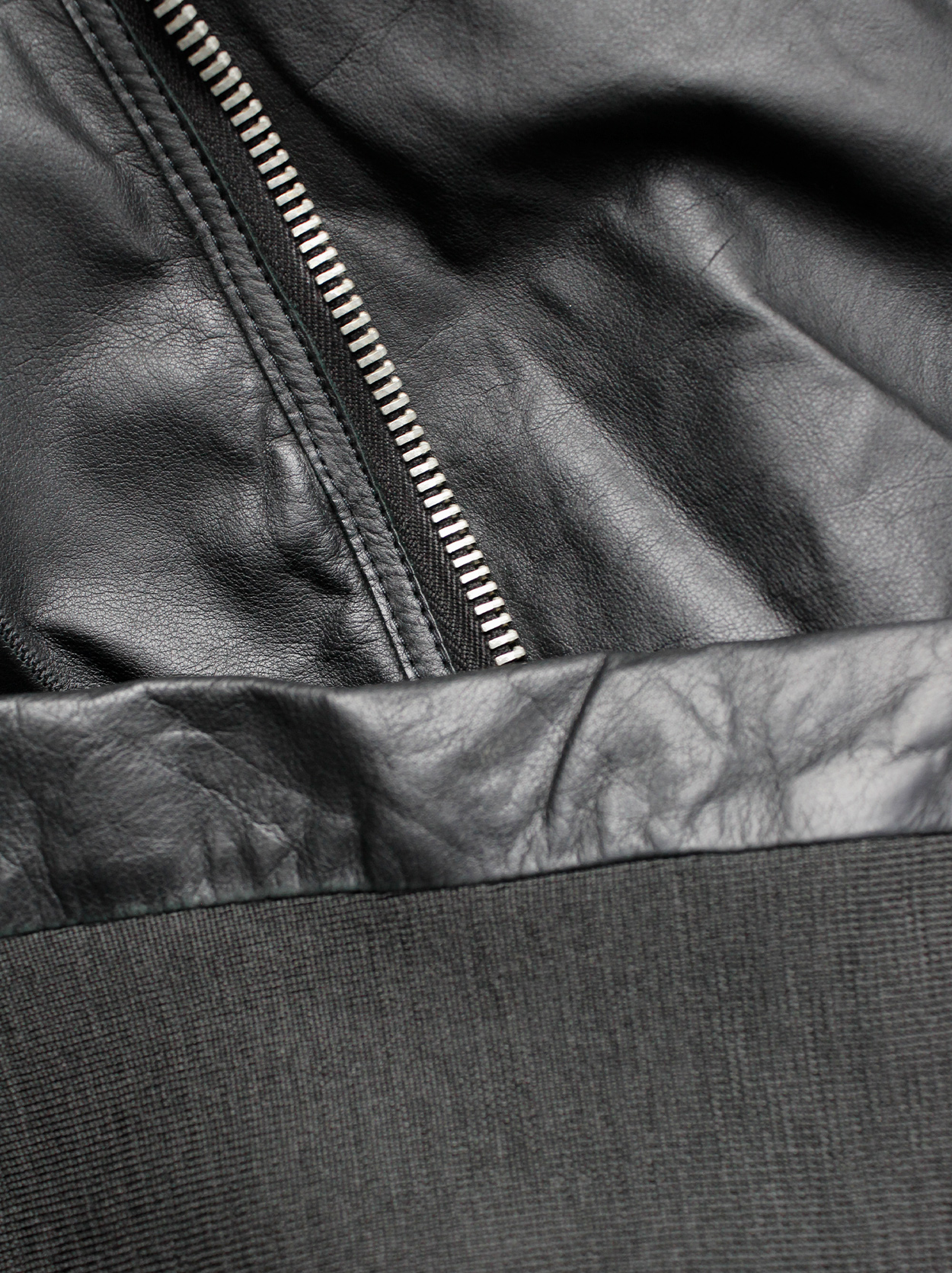 Rick Owens black leather classic biker jacket with standing