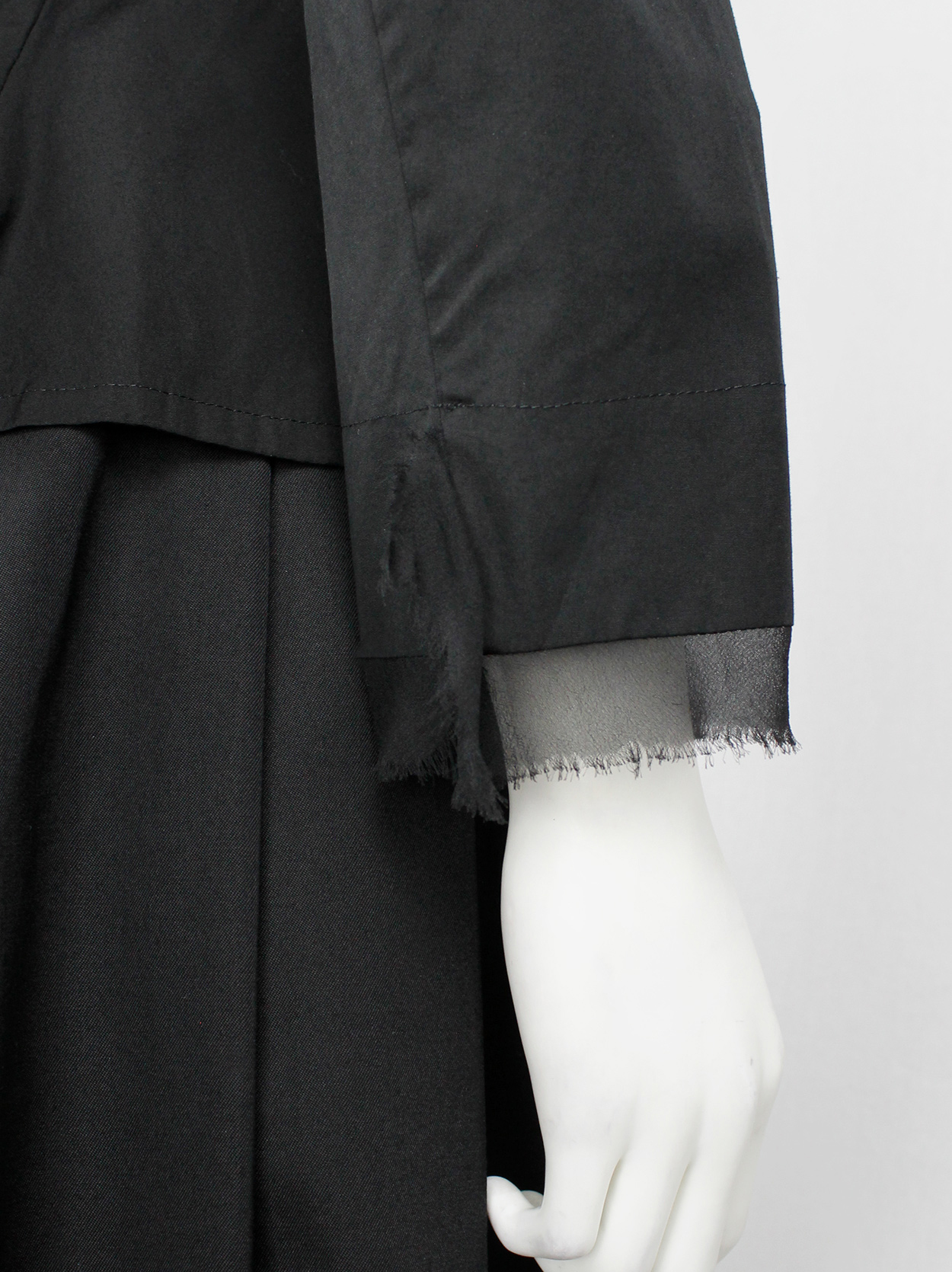 Yohji Yamamoto Noir black tailored blazer with frayed silk Yohji Yamamoto Noir black tailored blazer with frayed silk