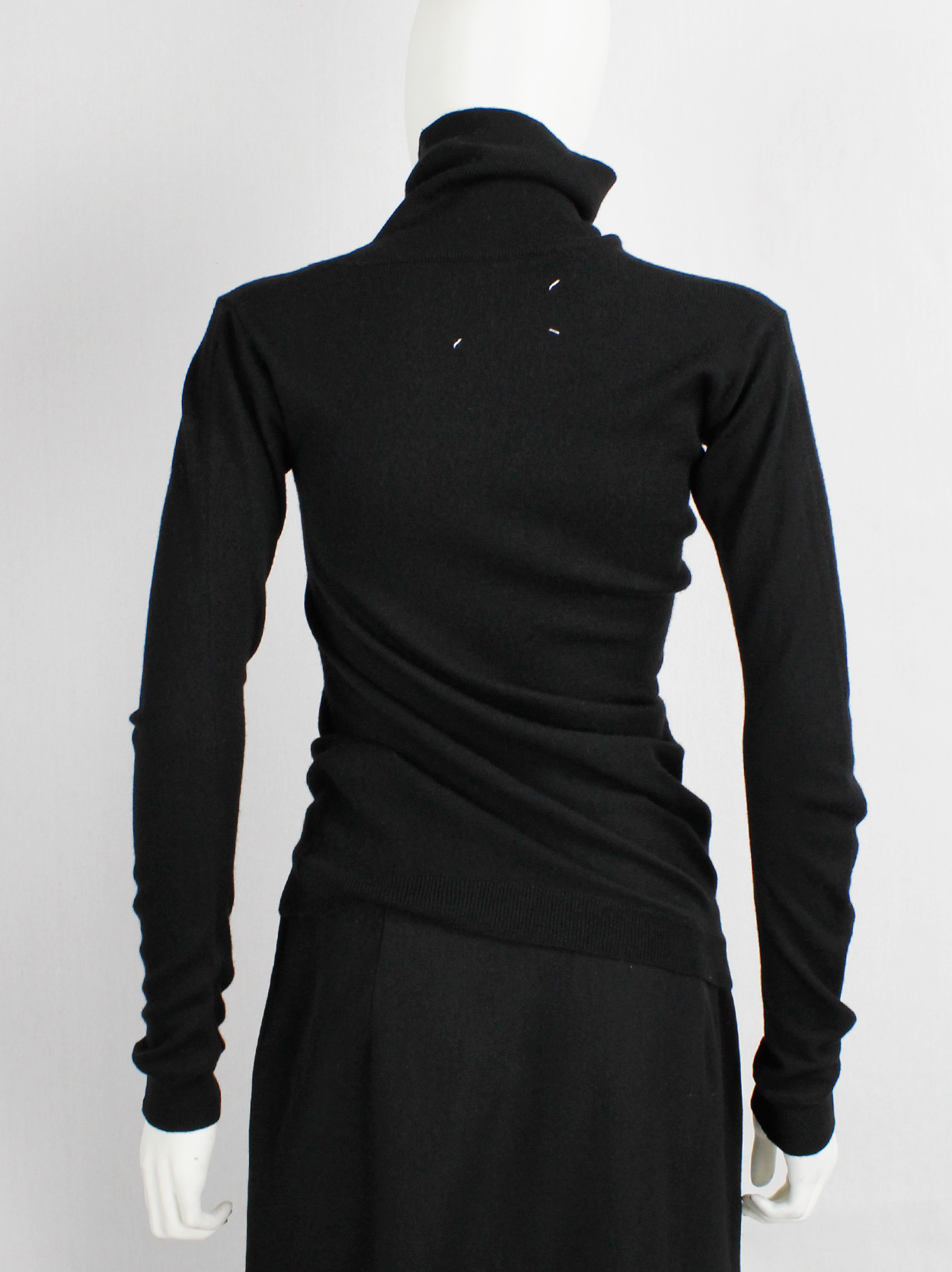 Maison Martin Margiela black turtleneck jumper with curved bodice