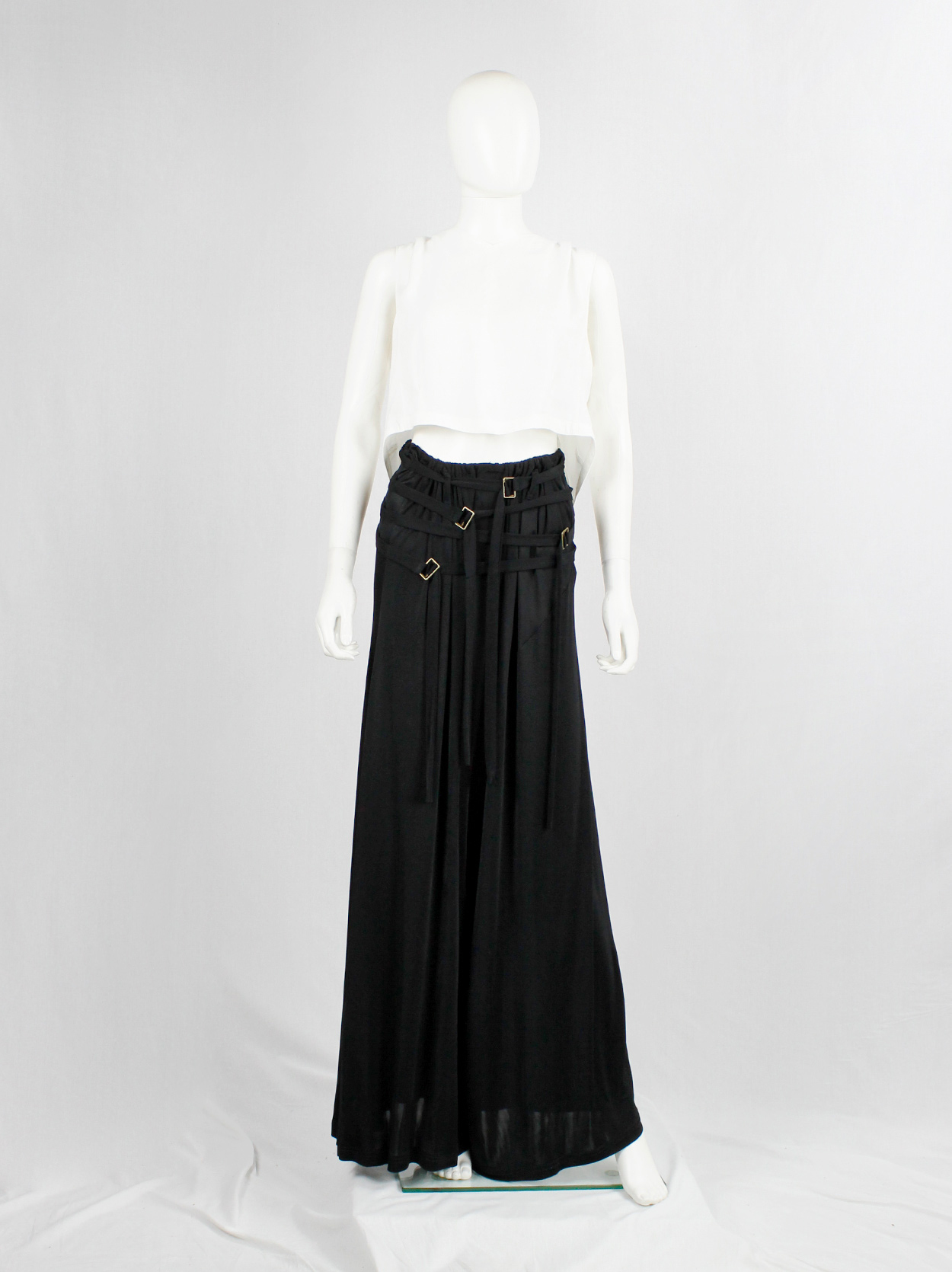 Ann Demeulemeester black palazzo pants with multiple front