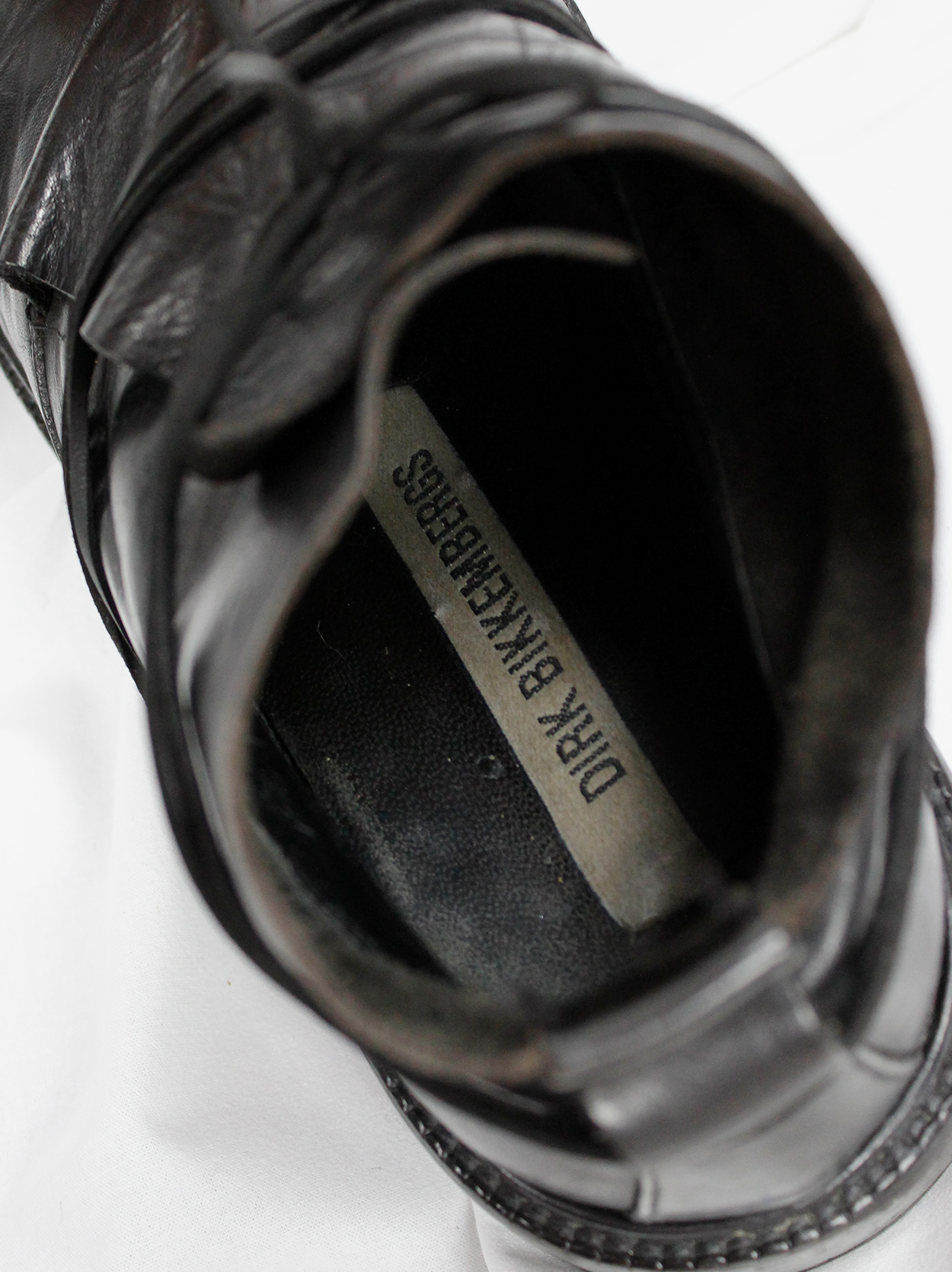 Dirk Bikkembergs black boots with flap and laces through the