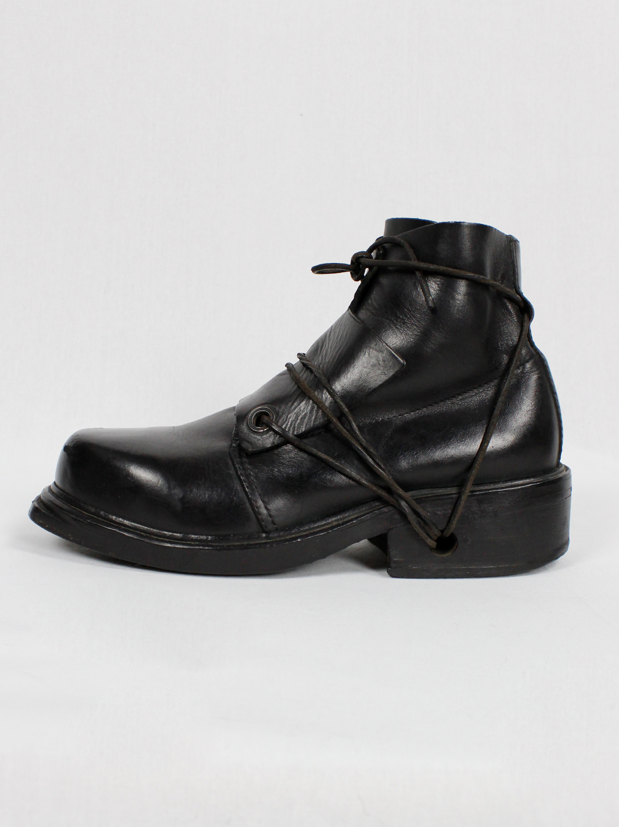 Dirk Bikkembergs black mountaineering boots with overlap
