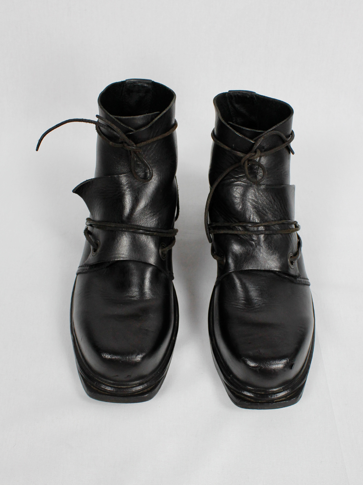 Dirk Bikkembergs black mountaineering boots with overlap