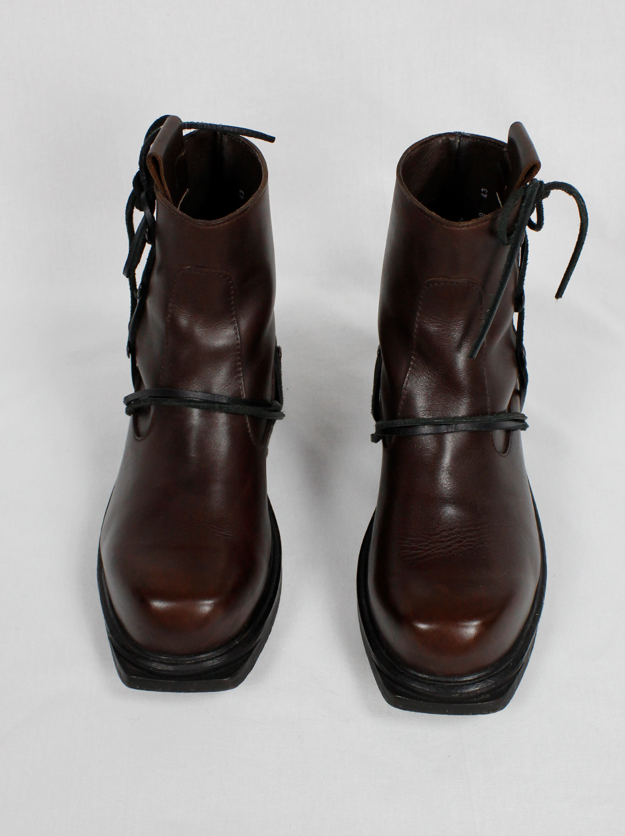Dirk Bikkembergs brown mountaineering boots with side hooks and 